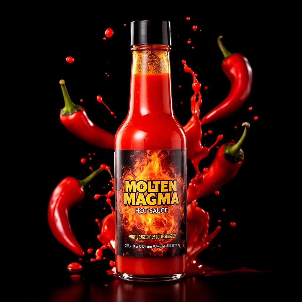 Molten Magma hot sauce bottle